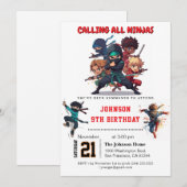 Ninja Warrior Kids Birthday Party Kaart (Voorkant / Achterkant)