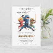 Ninja Warrior Kids Verjaardagsfeestje Kaart (Staand voorkant)