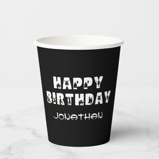 Ninja Warrior Kinder Zwart-wit Verjaardagsfeestje Papieren Bekers (Voorkant)