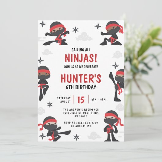 Ninja Warrior Martial Arts Karate Verjaardagsfeest Kaart (Staand voorkant)