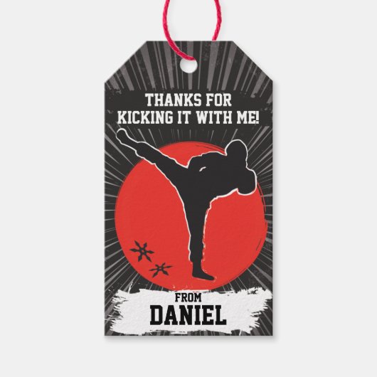 Ninja Warrior Martial Arts Verjaardagsfeest Cadeaulabel (Voorkant)