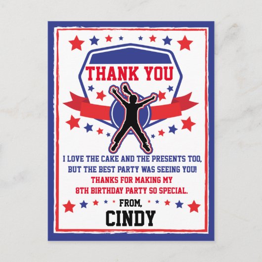 Ninja Warrior Meisjes Dank je Briefkaart (Voorkant)