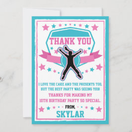 Ninja Warrior Meisjes Roze & Blauwgroen Dank je Ka Bedankkaart