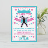 Ninja Warrior Meisjes Roze & Blauwgroen Dank je Ka Bedankkaart (Staand voorkant)