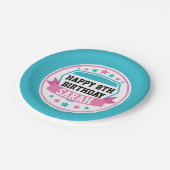 Ninja Warrior Meisjes Roze & Blauwgroen Party Papieren Bordje (Gekanteld)