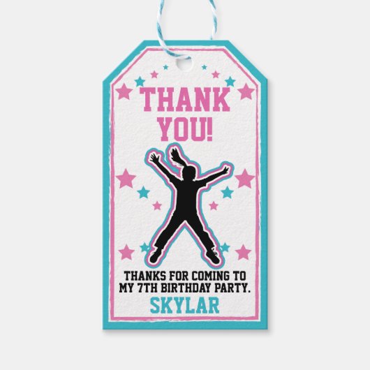 Ninja Warrior Meisjes Roze & Blauwgroen Verjaardag Cadeaulabel (Voorkant)