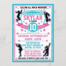 Ninja Warrior Meisjes Roze Blauwgroen Verjaardagsf