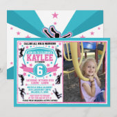 Ninja Warrior Meisjes Roze Blauwgroen Verjaardagsf Kaart (Voorkant / Achterkant)