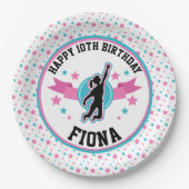 Ninja Warrior Meisjes Roze en Blauwgroen Verjaarda Papieren Bordje (Voorkant)