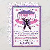 Ninja Warrior Meisjes Roze & Paarse Dank je Kaart (Voorkant / Achterkant)