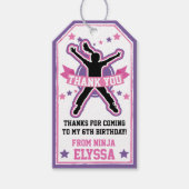 Ninja Warrior Meisjes Roze & Paarse Verjaardagsfee Cadeaulabel (Voorkant)