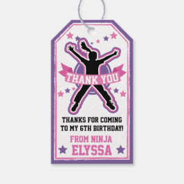 Ninja Warrior Meisjes Roze & Paarse Verjaardagsfee Cadeaulabel