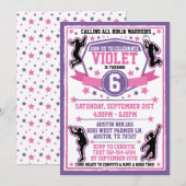 Ninja Warrior Meisjes Roze & Paarse Verjaardagsfee Kaart (Voorkant / Achterkant)