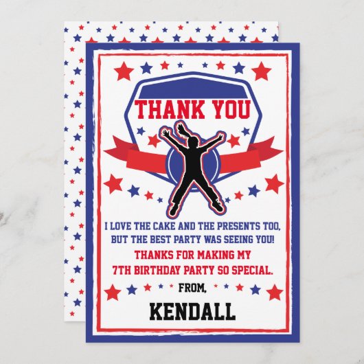 Ninja Warrior Meisjes Verjaardag Dank je Kaart (Voorkant / Achterkant)