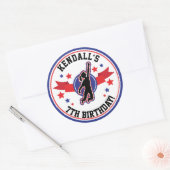 Ninja Warrior Meisjes Verjaardag Ronde Sticker (Envelop)