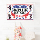 Ninja Warrior Meisjes Verjaardagsfeestje Blauw & R Spandoek (Insitu)