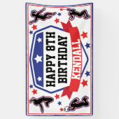 Ninja Warrior Meisjes Verjaardagsfeestje Blauw & R Spandoek (Verticaal)