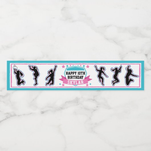 Ninja Warrior Meisjes Verjaardagsfeestje Drink Waterfles Etiket (Enkel label)