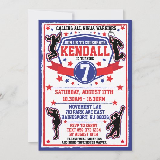 Ninja Warrior Meisjes Verjaardagsfeestje Kaart (Voorkant)