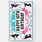 Ninja Warrior Meisjes Verjaardagsfeestje Roze & Bl Spandoek (Verticaal)