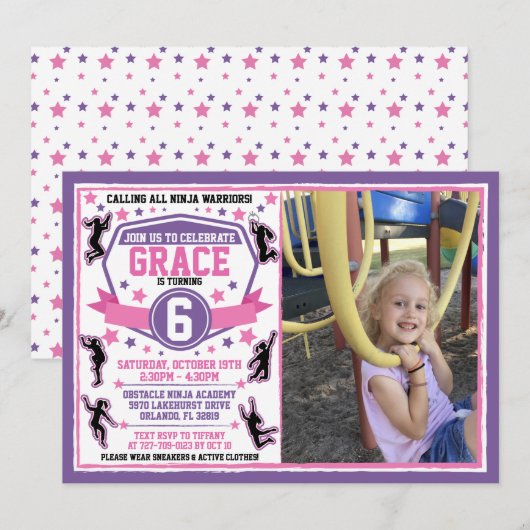 Ninja Warrior Meisjes Verjaardagsfoto Kaart (Voorkant / Achterkant)
