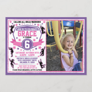 Ninja Warrior Meisjes Verjaardagsfoto Kaart