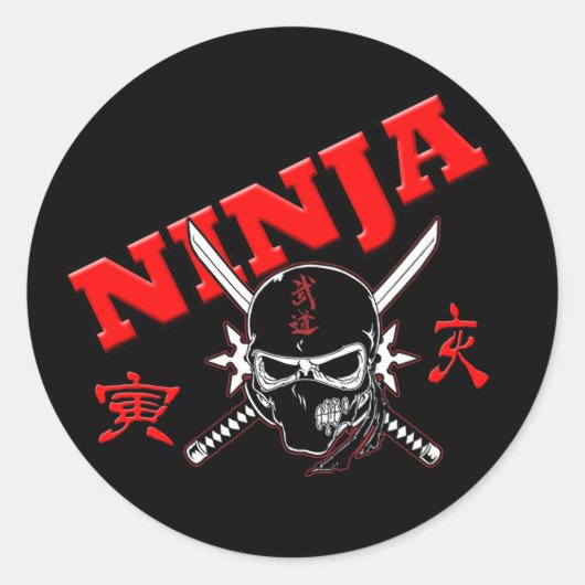 Ninja Warrior Ronde Sticker (Voorkant)