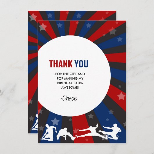 Ninja Warrior thema verjaardagsfeest bedankkaart Kaart (Voorkant / Achterkant)