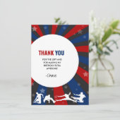 Ninja Warrior thema verjaardagsfeest bedankkaart Kaart (Staand voorkant)