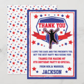Ninja Warrior Verjaardagsfeestje Dank je Kaart (Voorkant / Achterkant)