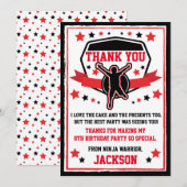 Ninja Warrior Verjaardagsfeestje Dank je Kaart (Voorkant / Achterkant)