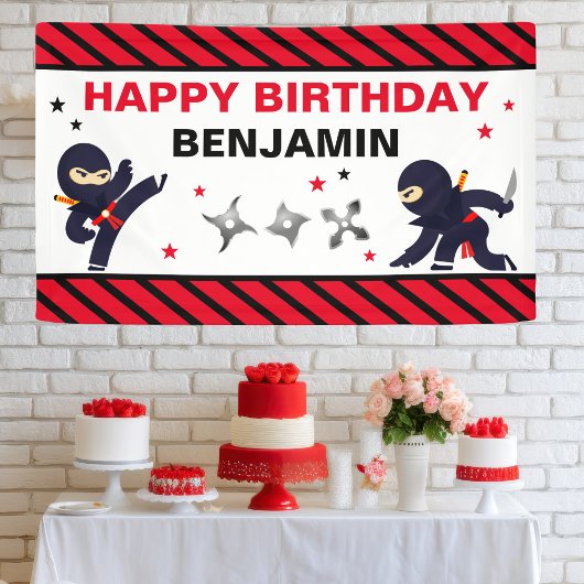 Ninja Warrior Verjaardagsfeestje Spandoek
