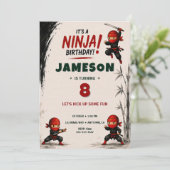 Ninja Warrior Verjaardagsuitnodiging Kaart (Staand voorkant)