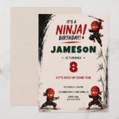 Ninja Warrior Verjaardagsuitnodiging Kaart (Voorkant / Achterkant)