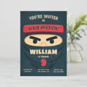 Ninja Warrior Verjaardagsuitnodiging Kaart (Staand voorkant)