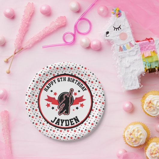 Ninja Warrior Zwart en Rood Verjaardagsfeestje Papieren Bordje (Feest)