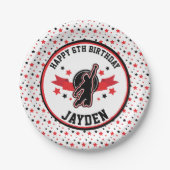 Ninja Warrior Zwart en Rood Verjaardagsfeestje Papieren Bordje (Voorkant)