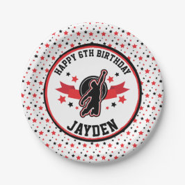 Ninja Warrior Zwart en Rood Verjaardagsfeestje Papieren Bordje