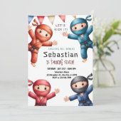 Ninja Warriors Karate Birthday Kaart (Staand voorkant)