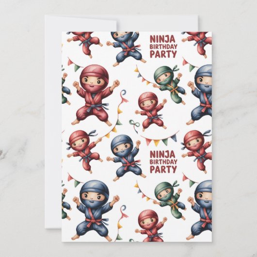 Ninja Warriors Karate Birthday Kaart (Achterkant)