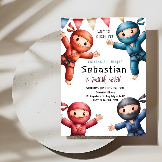 Ninja Warriors Karate Birthday Kaart