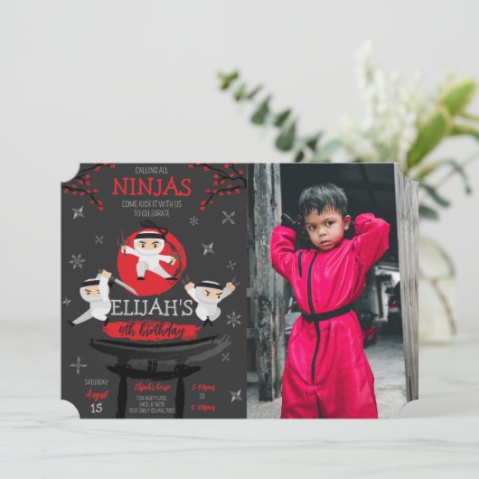 Ninja Warriors op het dak Verjaardagsfoto Kaart (Staand voorkant)