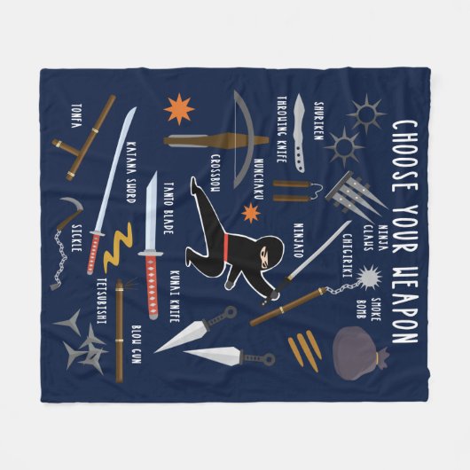 Ninja Weapons Fleece Deken (Voorkant (Horizontaal))