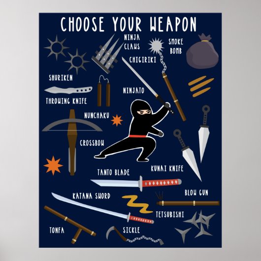 Ninja Weapons Jigzaag Puzzle Canvas Print (Voorkant)