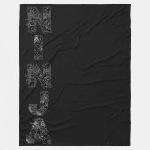 Ninja White Artsy Text on Black Fleece Deken (Voorkant)