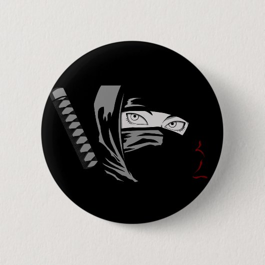 Ninja Woman Kunoichi Ronde Button 5,7 Cm (Voorkant)