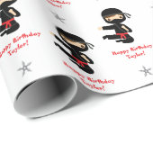 Ninja Wrapping Paper Boy Personalized Red Black Cadeaupapier (Rol Hoek)