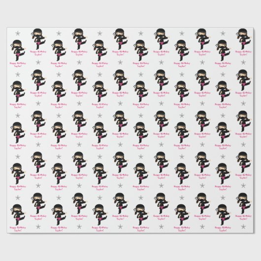 Ninja Wrapping Paper Girl Pink Black, op maat gema Cadeaupapier (Vlak)