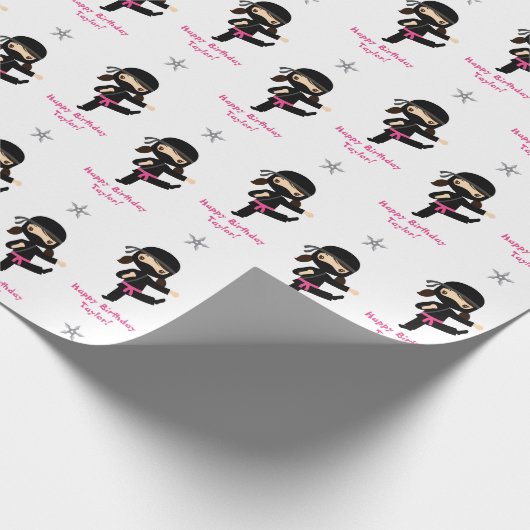 Ninja Wrapping Paper Girl Pink Black, op maat gema Cadeaupapier (Hoek)