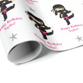 Ninja Wrapping Paper Girl Pink Black, op maat gema Cadeaupapier (Rol Hoek)